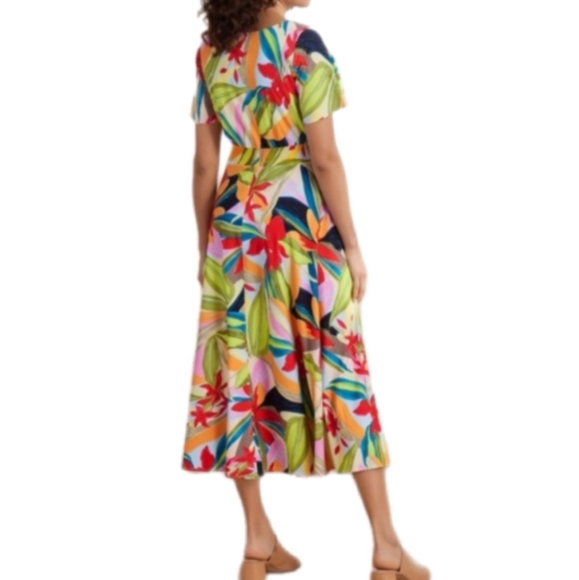 Soft Surroundings Gemini Midi Floral Print Dress Large - Picture 2 of 8